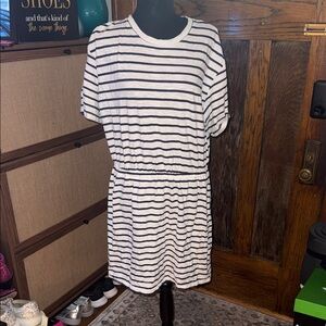 Striped Navy and White Casual Dress